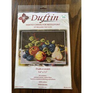 NEW Duftin FRUITS Needlepoint Painted Canvas Kit 241805 pear orange grapes